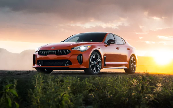 orange car car Kia Kia Stinger vehicle Kia Stinger GTS HD Desktop Wallpaper | Background Image