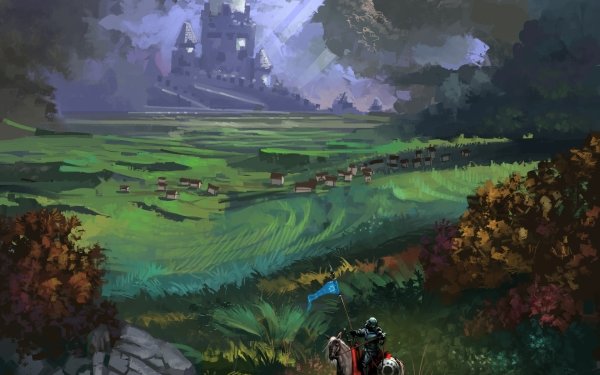 Fantasy Knight Landscape Horse Castle Warrior HD Wallpaper | Background Image