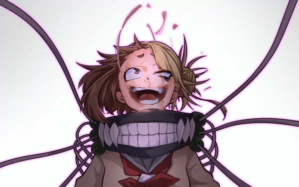Himiko Toga from My Hero Academia with a wide grin and wild eyes, detailed in 4K Ultra HD for a striking PC desktop wallpaper and background.