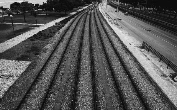 Man Made Railroad Black & White HD Wallpaper | Background Image