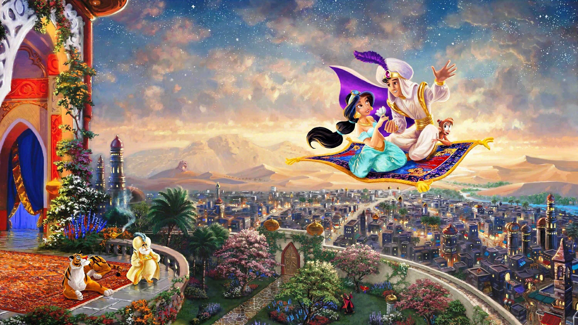Aladdin and Jasmine by Thomas Kinkade
