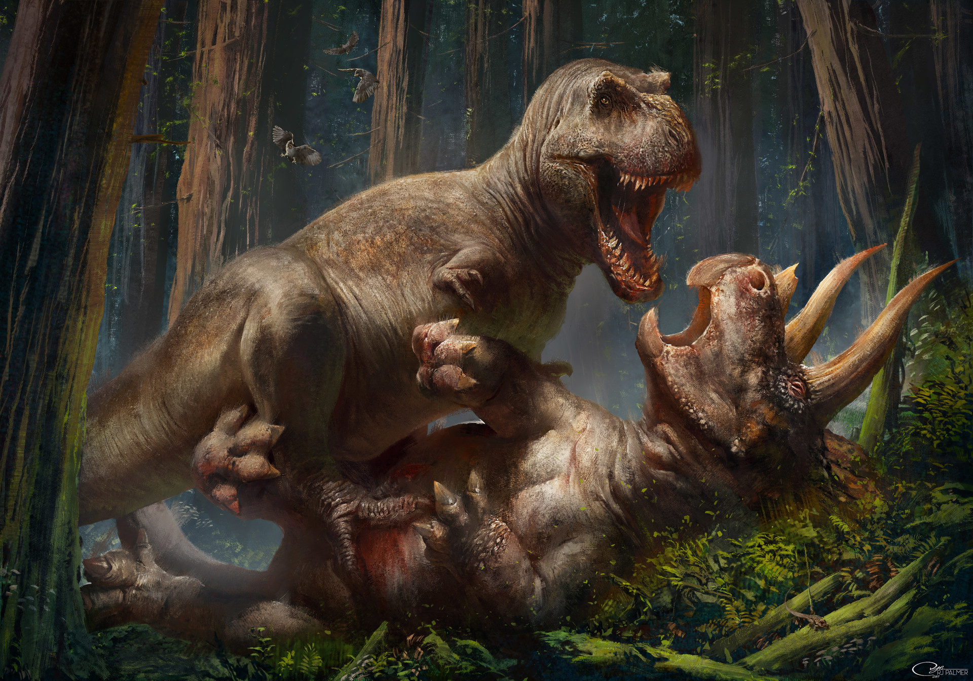 T. Rex vs Triceratops by RJ Palmer