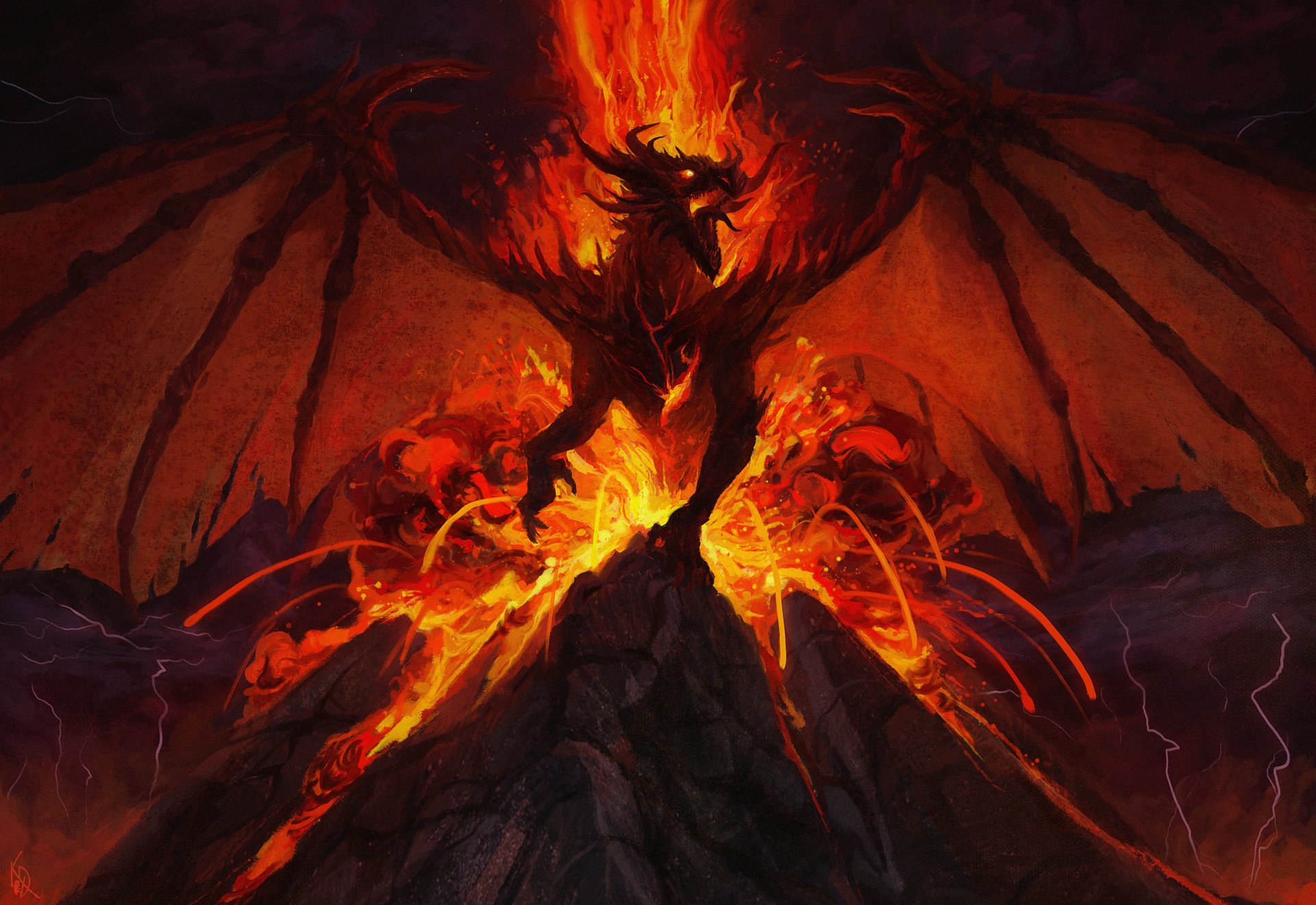 Download Volcano Fire Fantasy Dragon HD Wallpaper by Kent Davis