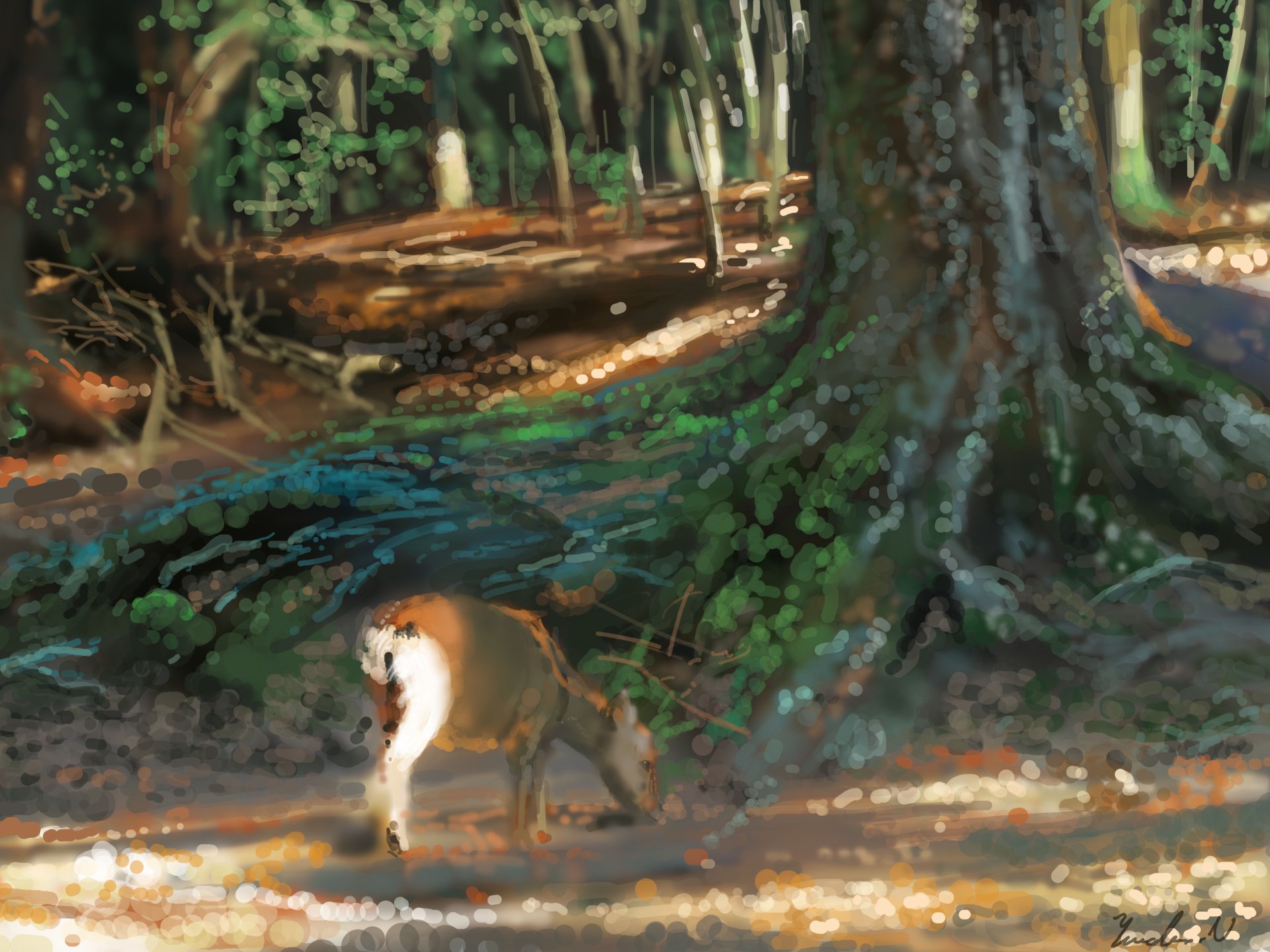 Download Forest Anime Animal Anime Forest 4k Ultra HD Wallpaper by Yuichiro N