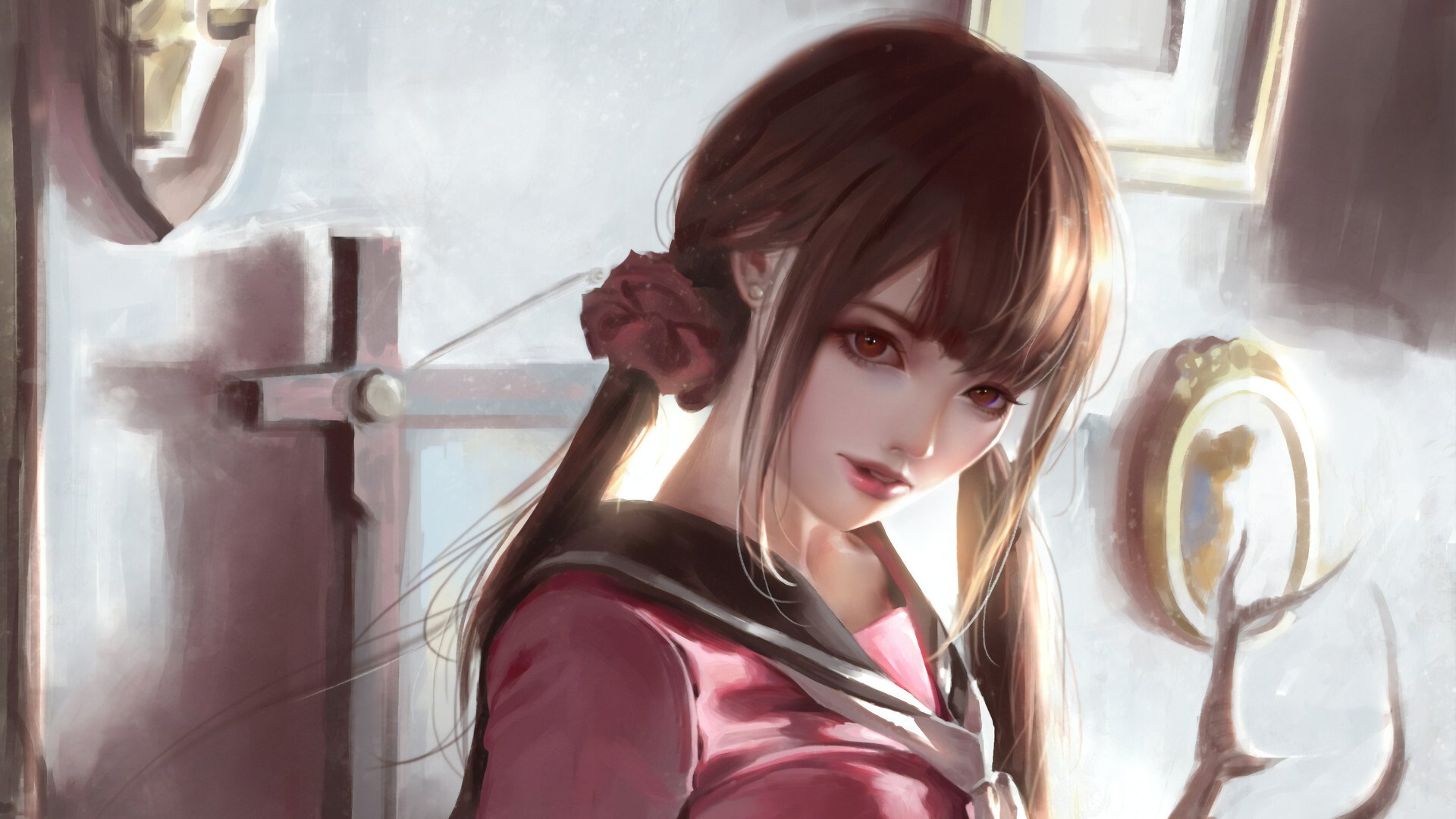 Download Red Eyes Brown Hair Anime Original 4k Ultra HD Wallpaper by Mars Foong