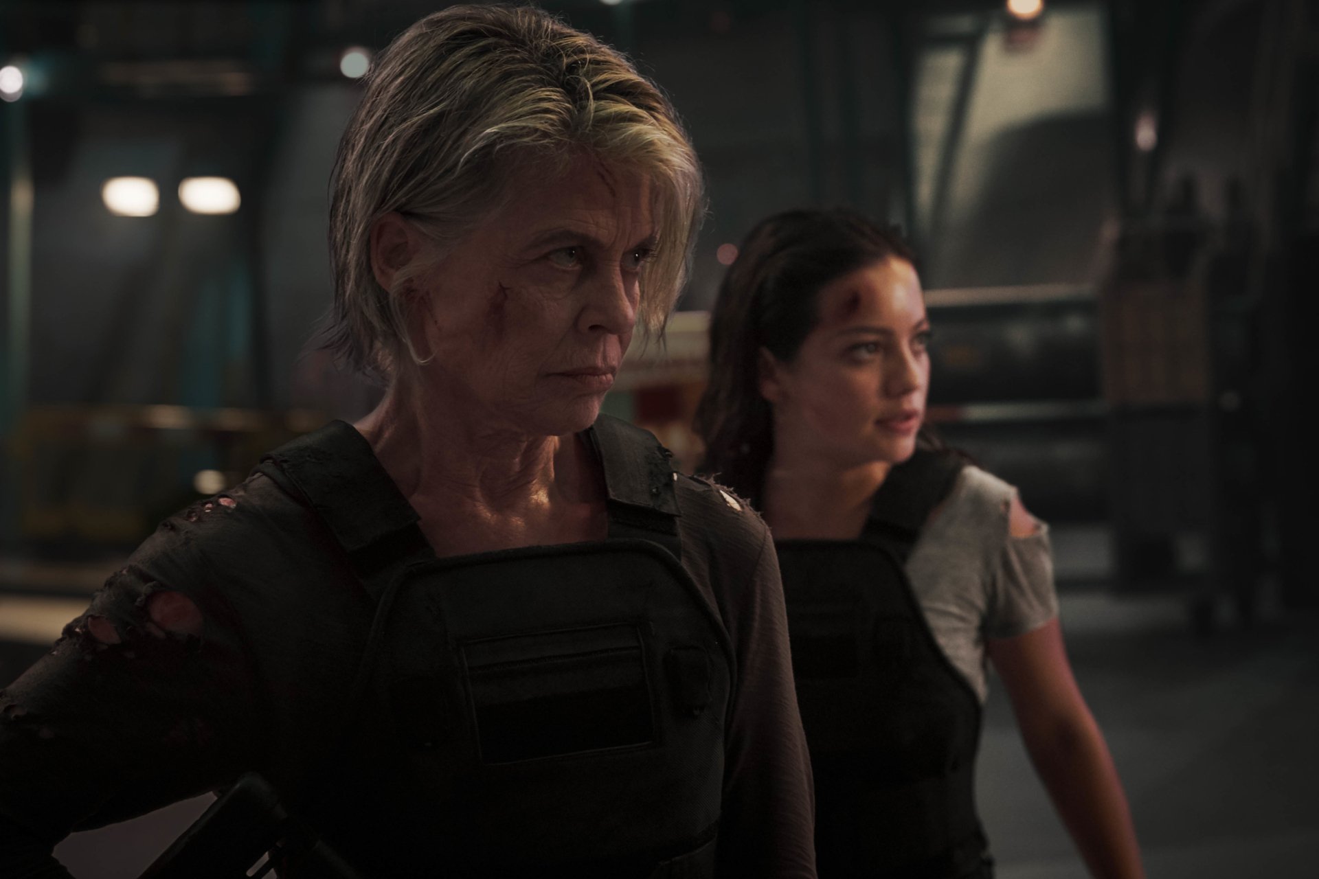 Download Natalia Reyes Sarah Connor Linda Hamilton Movie Terminator: Dark Fate HD Wallpaper