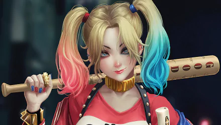 aqua eyes baseball bat twintails DC Comics Comic Harley Quinn HD Desktop Wallpaper | Background Image