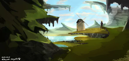 windmill lake sword Anime Original HD Desktop Wallpaper | Background Image