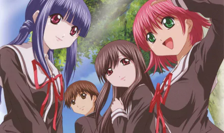 Sayuri Amamiya Mina Yayoi Tsukasa Kasuga Riku Aoba Anime Tokimeki Memorial Only Love HD Desktop Wallpaper | Background Image