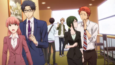 Kou Sakuragi Naoya Nifuji Hanako Koyanagi Tarou Kabakura Hirotaka Nifuji Narumi Momose Anime Wotaku ni Koi wa Muzukashii HD Desktop Wallpaper | Background Image