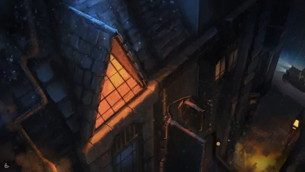 roof Anime building HD Desktop Wallpaper | Background Image