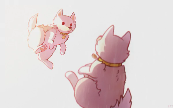 Sven (Minecraft) illustration of two pastel pink cats playing in soft light — Minecraft video game–themed 2K Quad HD PC desktop wallpaper/background.