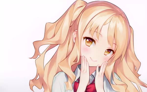 Anime-style original character with long blonde hair and striking yellow eyes, depicted in vibrant HD suitable as a PC desktop wallpaper.