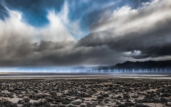 landscape cloud desert Nevada USA man made wind turbine HD Desktop Wallpaper | Background Image