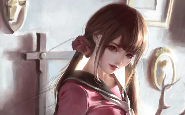 red eyes brown hair Anime Original HD Desktop Wallpaper | Background Image