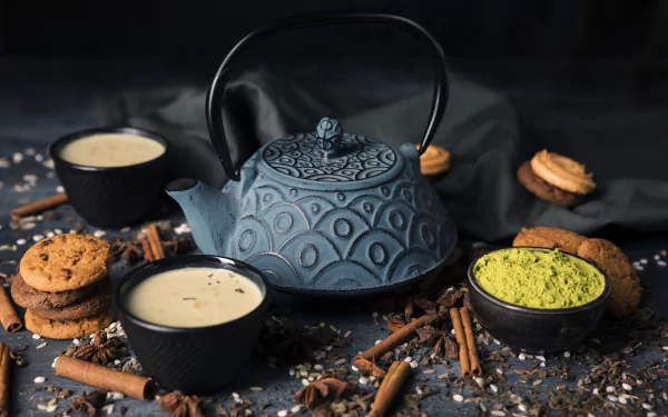 drink still life cinnamon cookie kettle food tea HD Desktop Wallpaper | Background Image