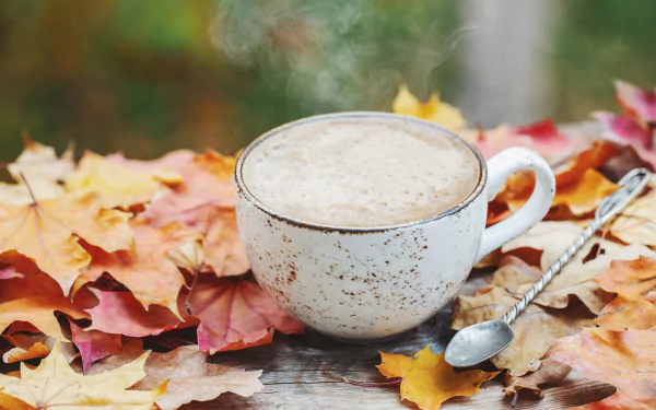 still life cup leaf fall food coffee fall coffee HD Desktop Wallpaper | Background Image