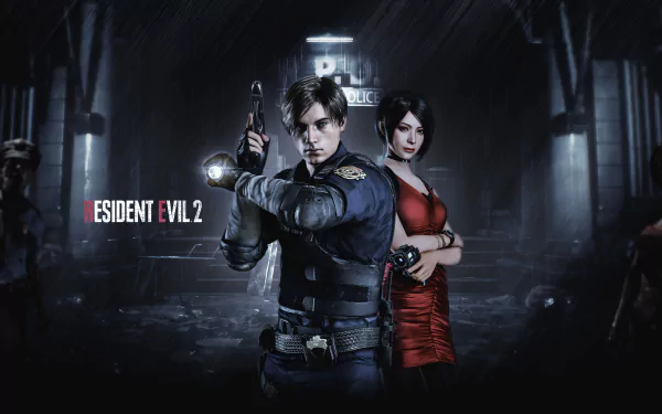 Leon S. Kennedy Ada Wong video game Resident Evil 2 (2019) HD Desktop Wallpaper | Background Image