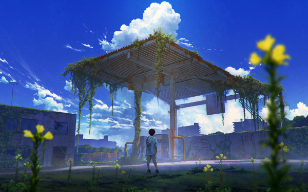 Anime Original Sky City Park HD Wallpaper | Background Image