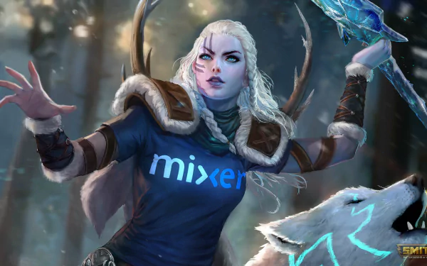 green eyes blonde spear wolf Skadi (Smite) video game Smite HD Desktop Wallpaper | Background Image