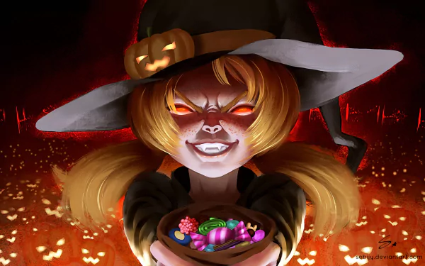 candy blonde face trick or treat witch hat witch holiday halloween HD Desktop Wallpaper | Background Image