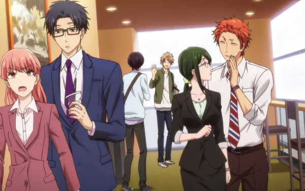 Kou Sakuragi Naoya Nifuji Hanako Koyanagi Tarou Kabakura Hirotaka Nifuji Narumi Momose Anime Wotaku ni Koi wa Muzukashii HD Desktop Wallpaper | Background Image