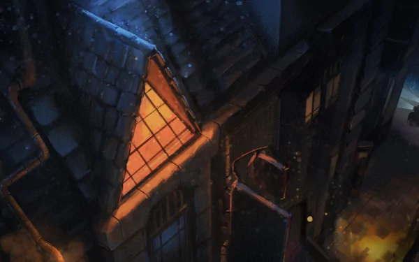 roof Anime building HD Desktop Wallpaper | Background Image
