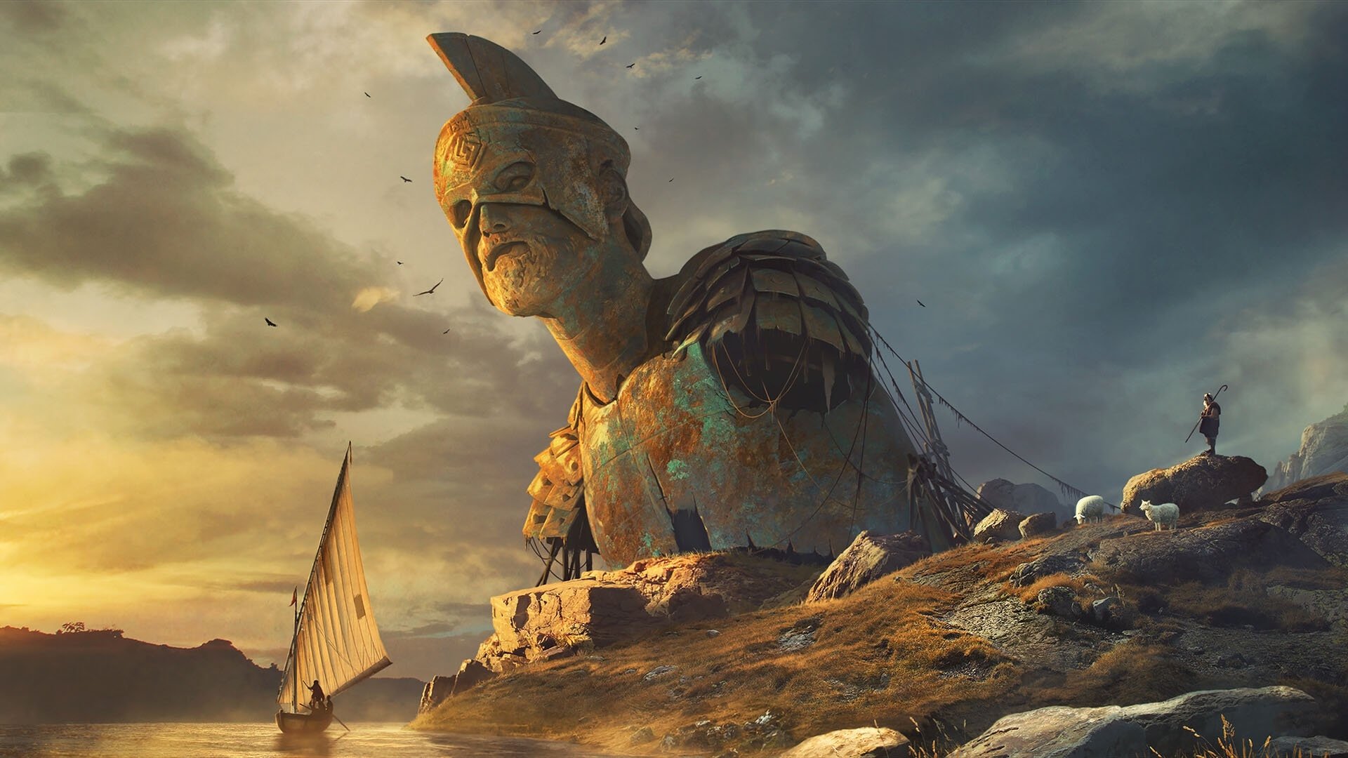 Download Boat Fantasy Statue HD Wallpaper by Vladimir Manyukhin