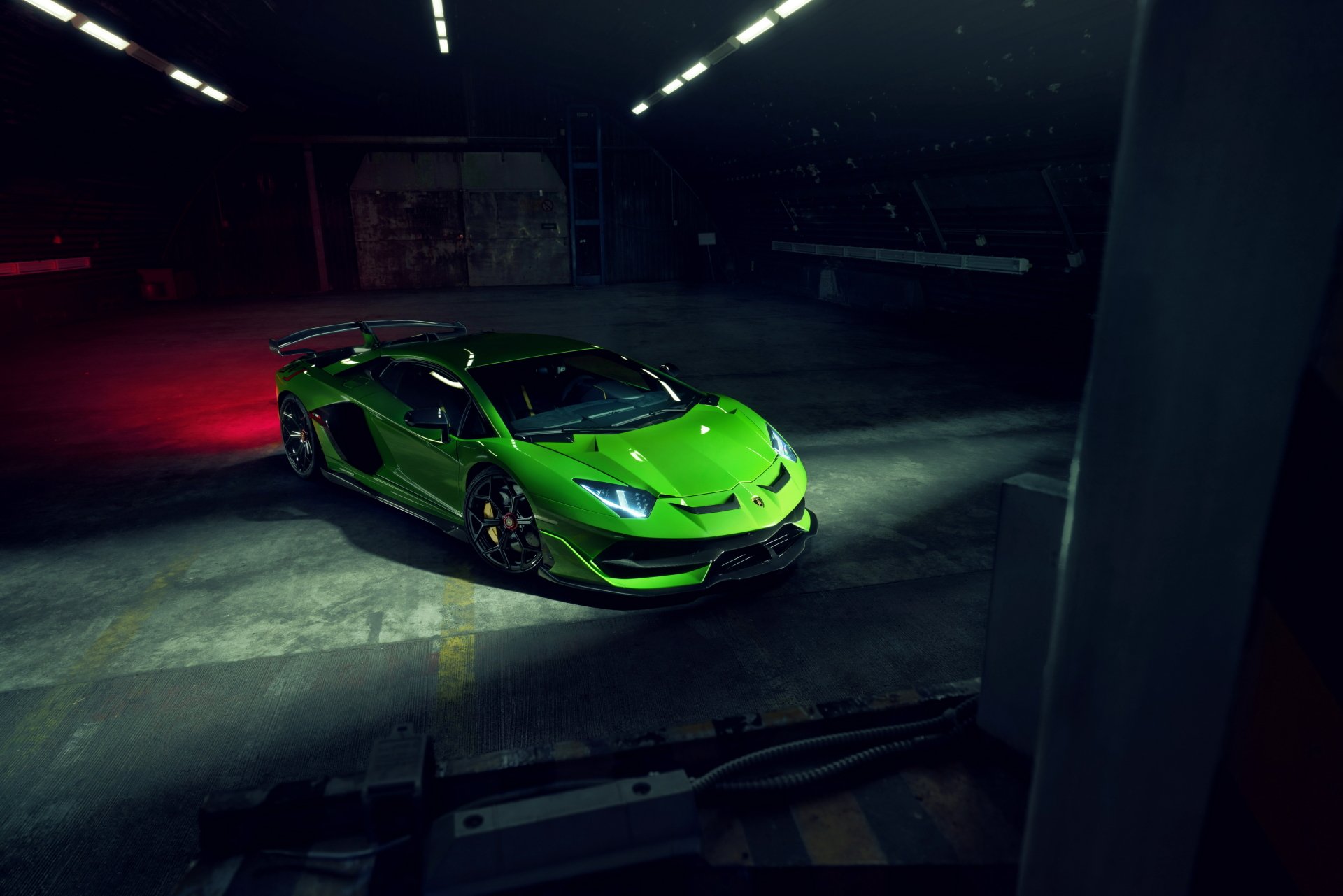 Download Supercar Green Car Car Lamborghini Lamborghini Aventador Vehicle Lamborghini Aventador SVJ 4k Ultra HD Wallpaper