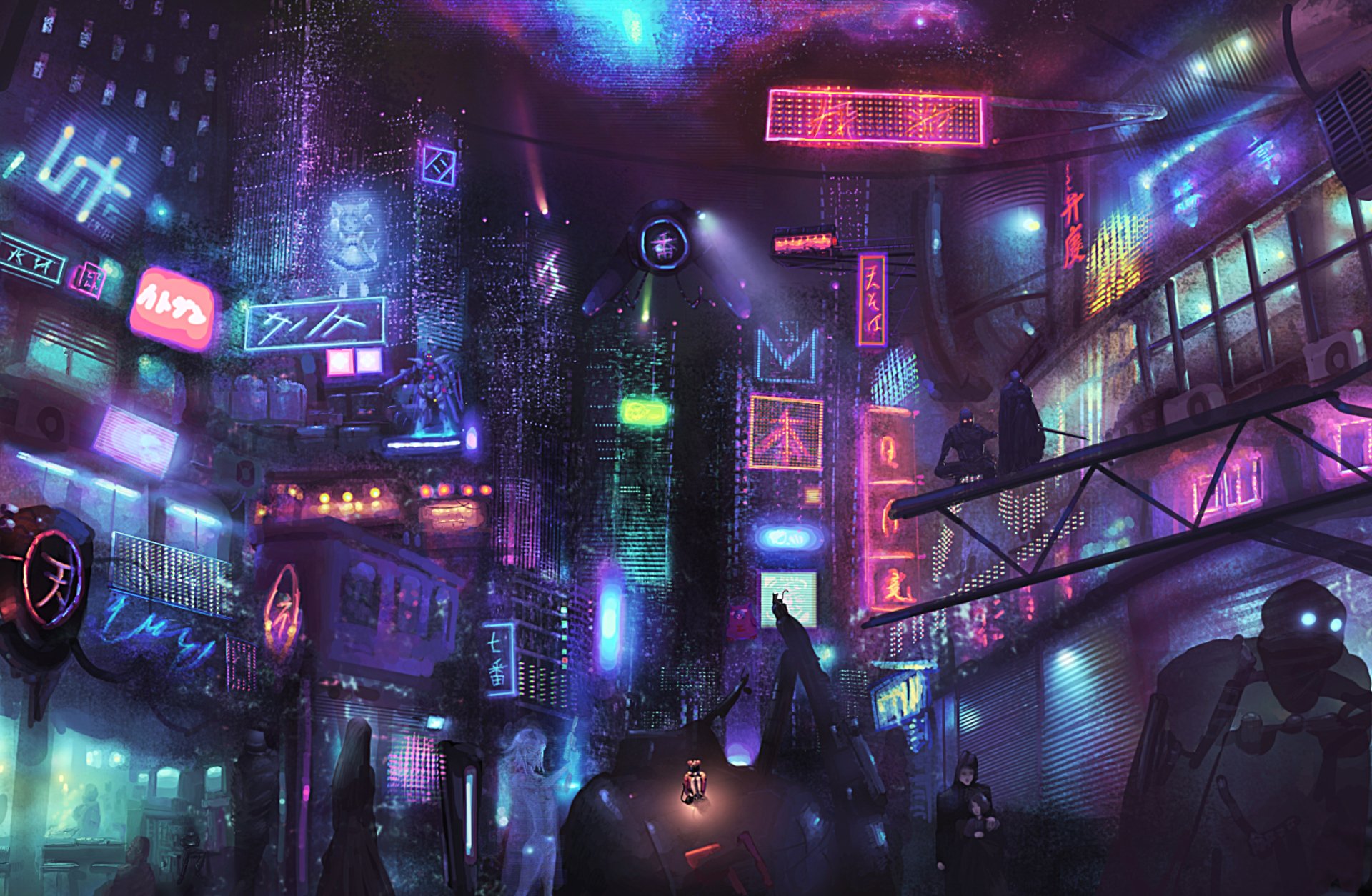 Download Futuristic Anime Original HD Wallpaper by ナコモ