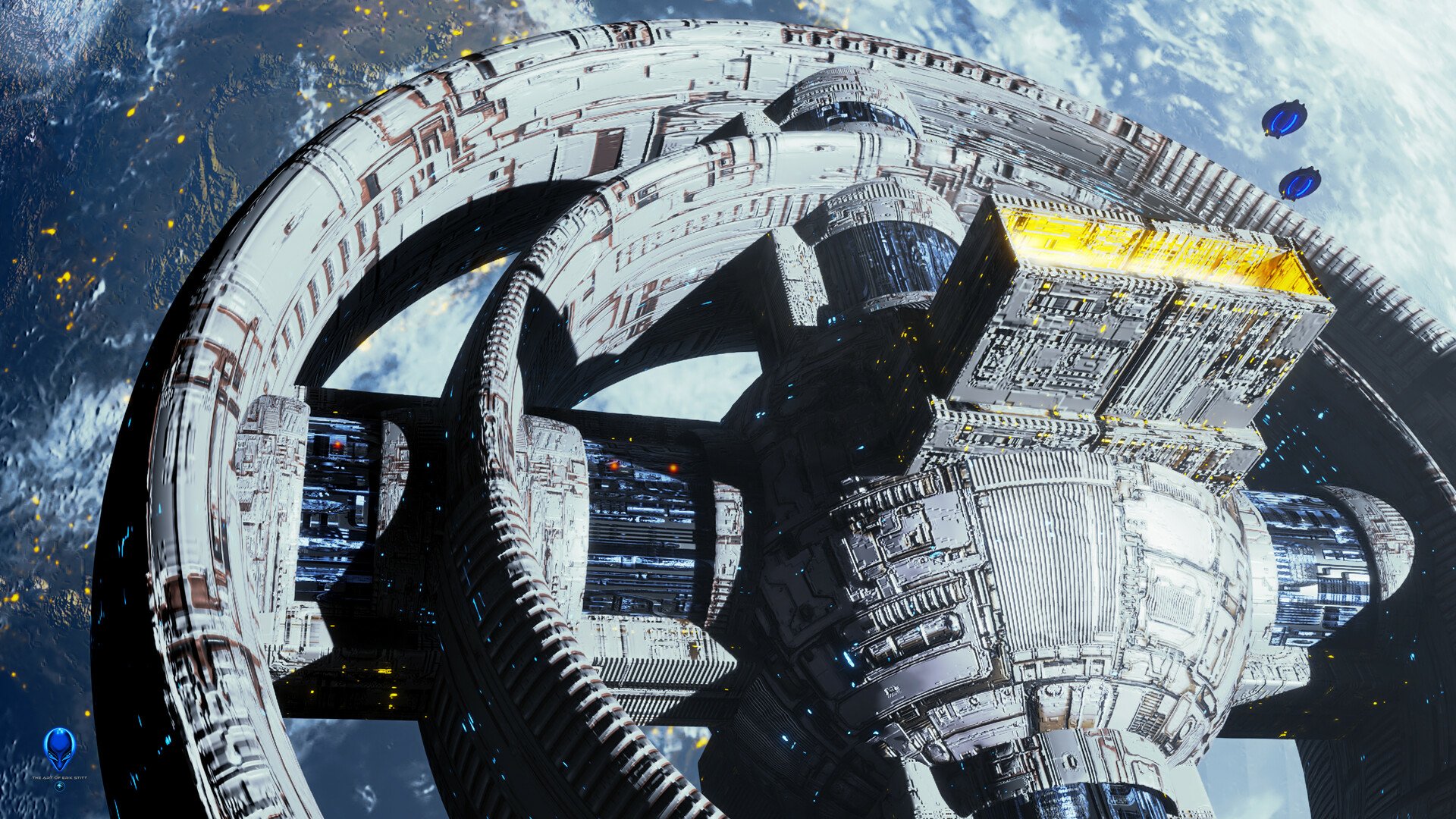 Download Sci Fi Space Station HD Wallpaper by Erik Stitt