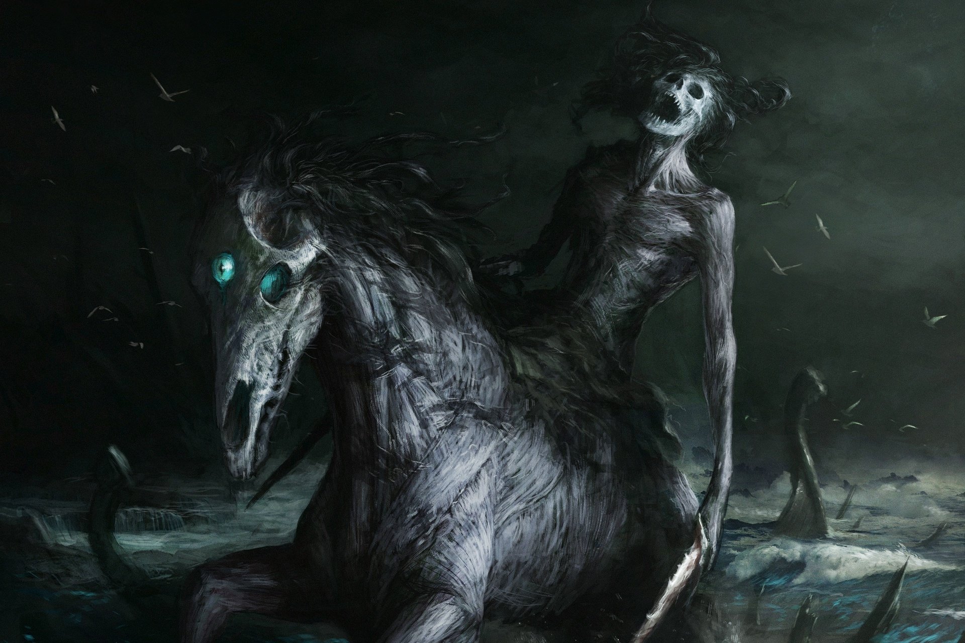 Download Horse Dark Creepy HD Wallpaper by Artem Demura