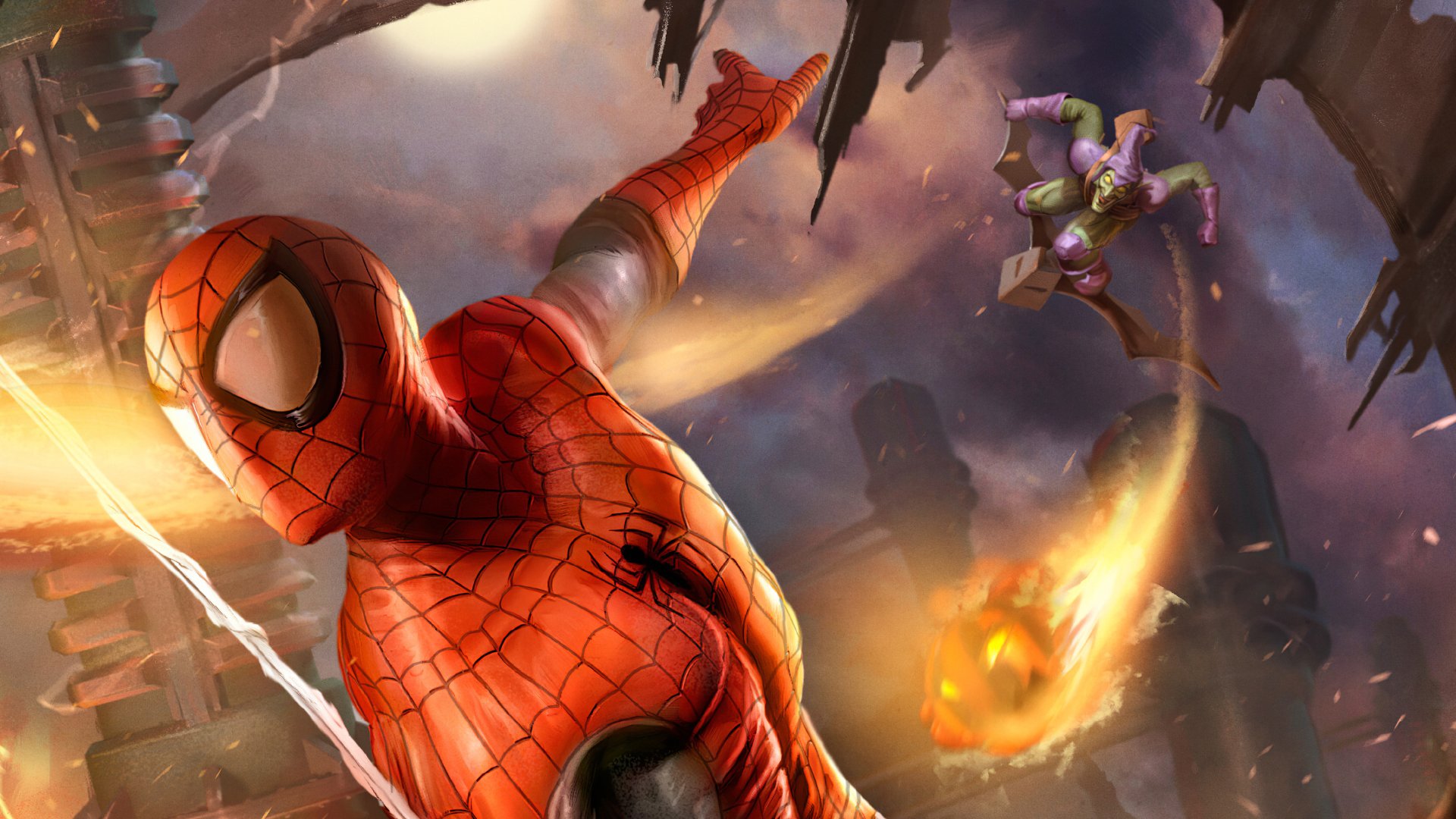 Download Green Goblin Comic Spider Man HD Wallpaper by Carlos Dattoli