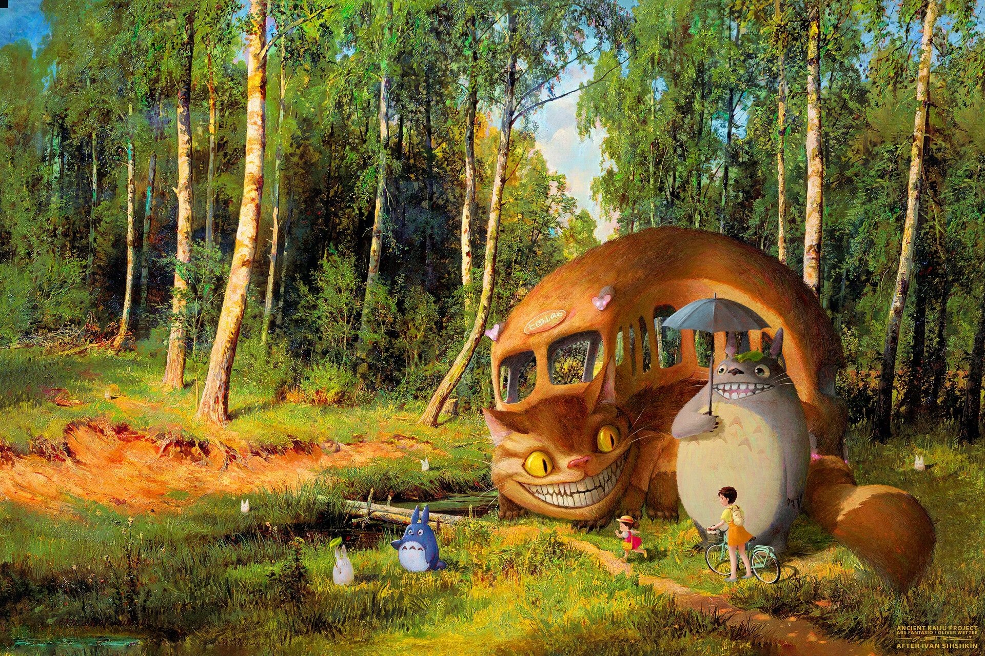 Download Totoro (My Neighbor Totoro) Cheshire Cat (Alice In Wonderland) Anime Crossover HD Wallpaper by Oliver Wetter