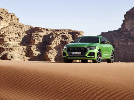 SUV green car car desert Audi vehicle Audi RS Q8 HD Desktop Wallpaper | Background Image