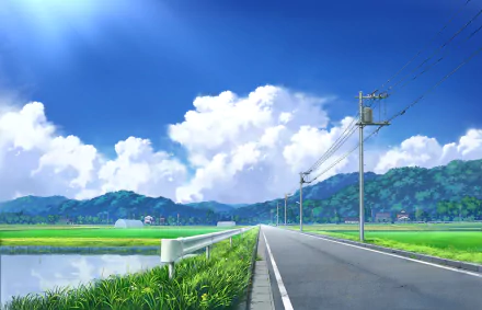 countryside Anime road HD Desktop Wallpaper | Background Image