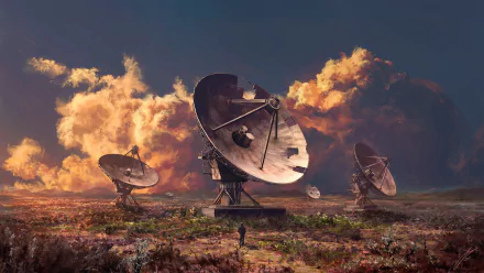 antenna landscape cloud Sci Fi post apocalyptic HD Desktop Wallpaper | Background Image