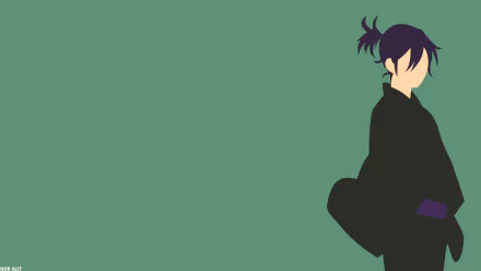 Minimalist HD PC desktop wallpaper featuring Yato from the anime Noragami against a solid green background.