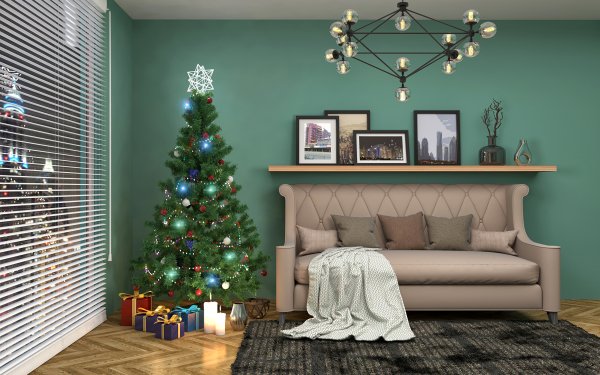 Holiday Christmas Christmas Tree Furniture Decoration HD Wallpaper | Background Image