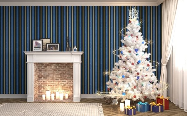 Holiday Christmas Christmas Tree Chimney Gift HD Wallpaper | Background Image