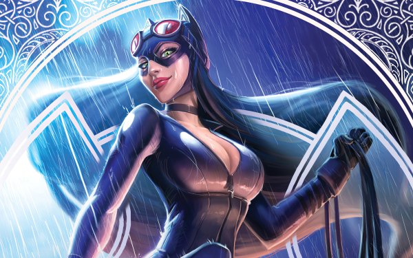 Comics Catwoman DC Comics Green Eyes Rain Long Hair Black Hair HD Wallpaper | Background Image