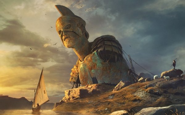 Fantasy Statue Boat HD Wallpaper | Background Image