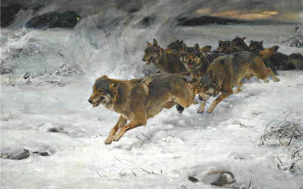  Wolf Pack Running in the Snow by Alfred Kowalski