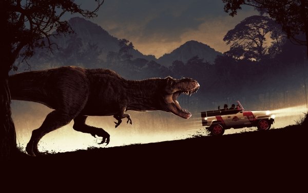 Movie Jurassic Park Car Tyrannosaurus Rex Dinosaur HD Wallpaper | Background Image
