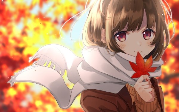 Anime Original Red Eyes Brown Hair Fall HD Wallpaper | Background Image