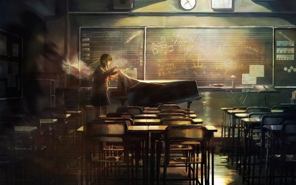 Anime Original Classroom Piano Desk HD Wallpaper | Background Image