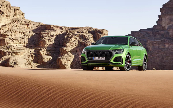 SUV green car car desert Audi vehicle Audi RS Q8 HD Desktop Wallpaper | Background Image