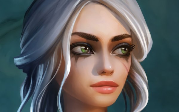 Video Game The Witcher 3: Wild Hunt The Witcher Ciri Face Green Eyes White Hair HD Wallpaper | Background Image