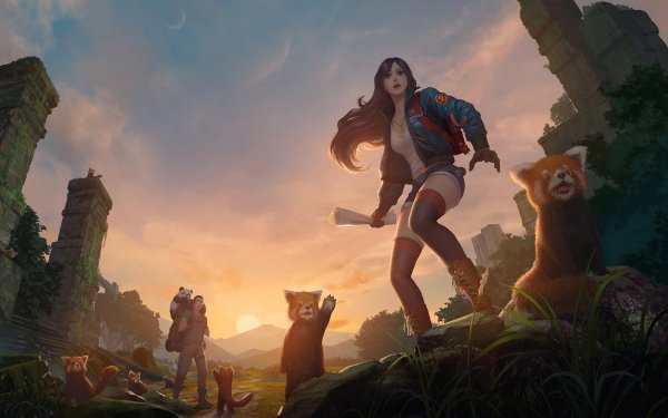 Fantasy Women Red Panda HD Wallpaper | Background Image