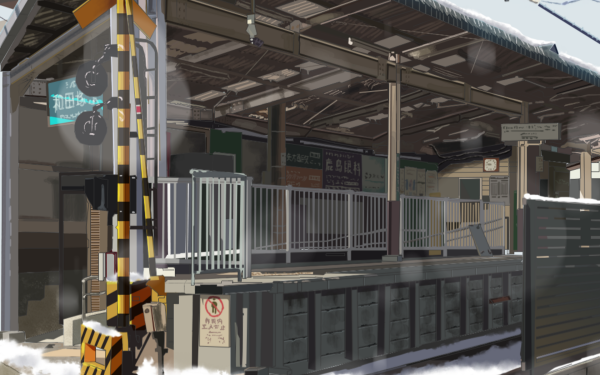 Anime Train Station Railroad Snow HD Wallpaper | Background Image